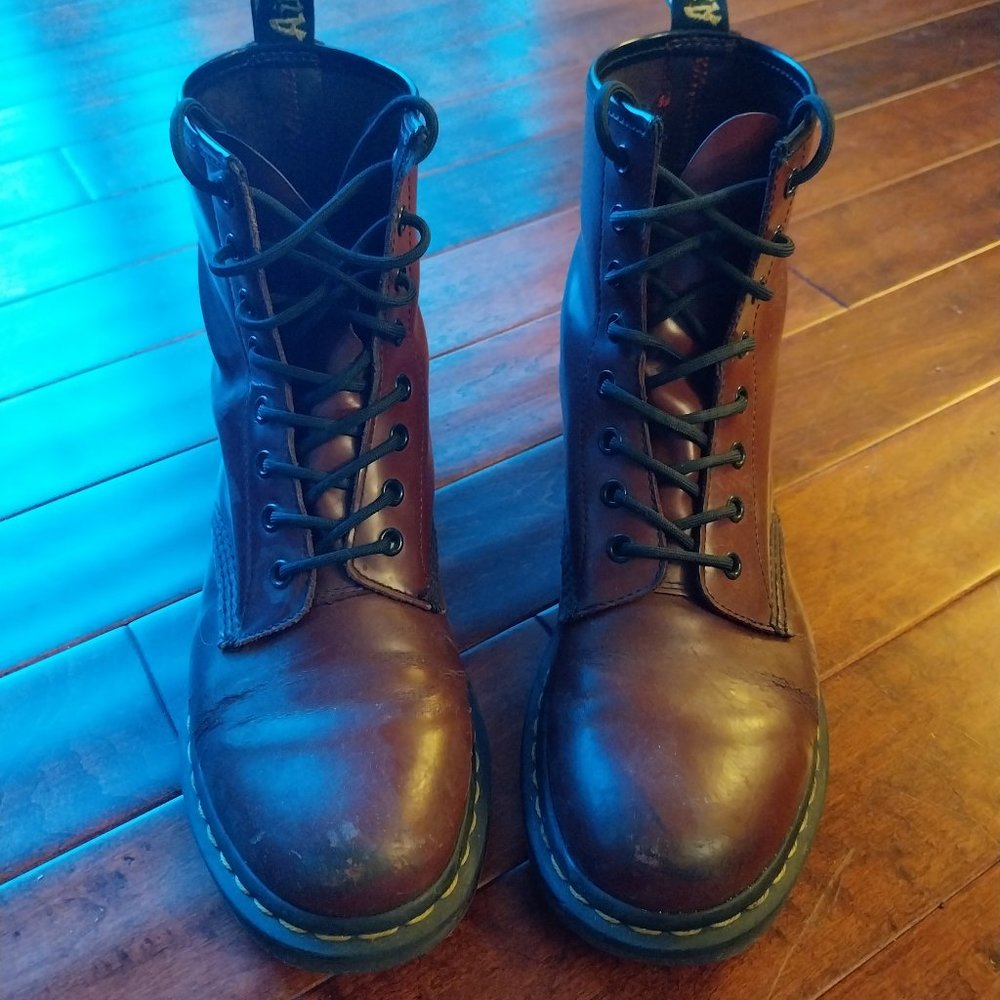 Dr. Martens Original 1460 Smooth Leather Lace Up Boots - Cherry Red